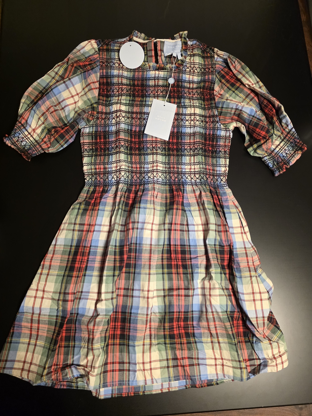 Hill House Multicolor Plaid Smocked Dress